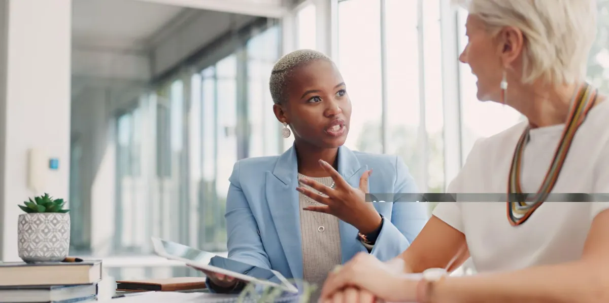 Consultant talking to a client