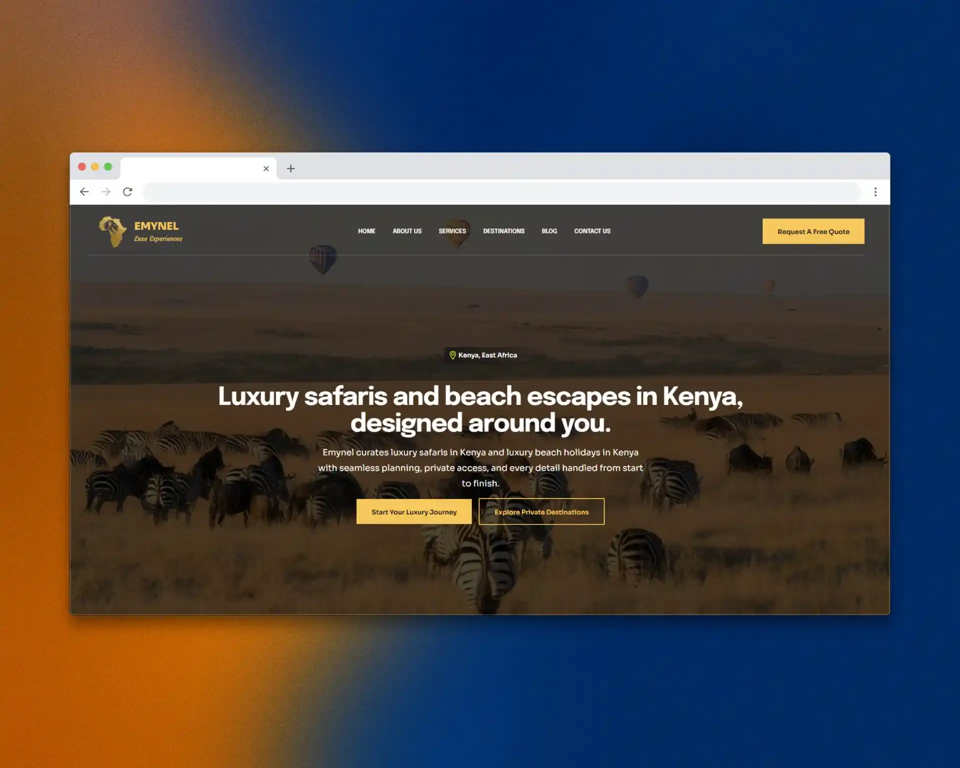 Emynel Luxe Experiences luxury safari website homepage