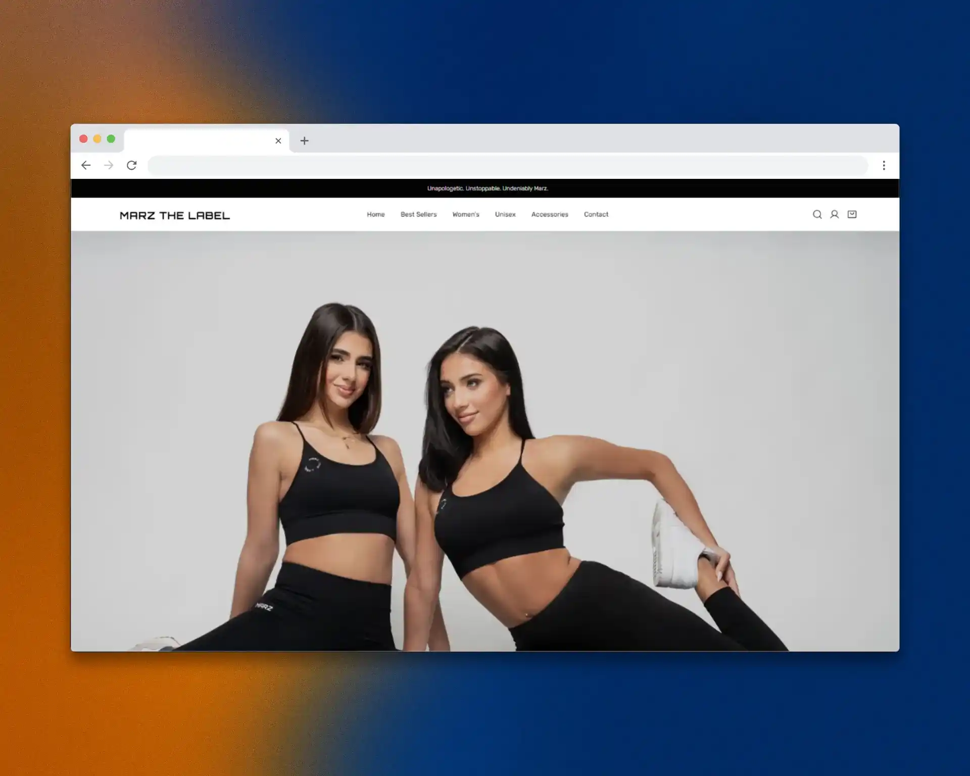 Marz The Label activewear ecommerce website homepage