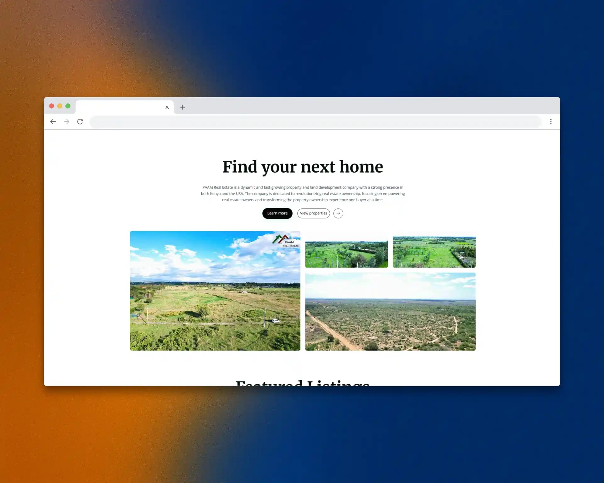 PAAM Real Estate property listings website homepage