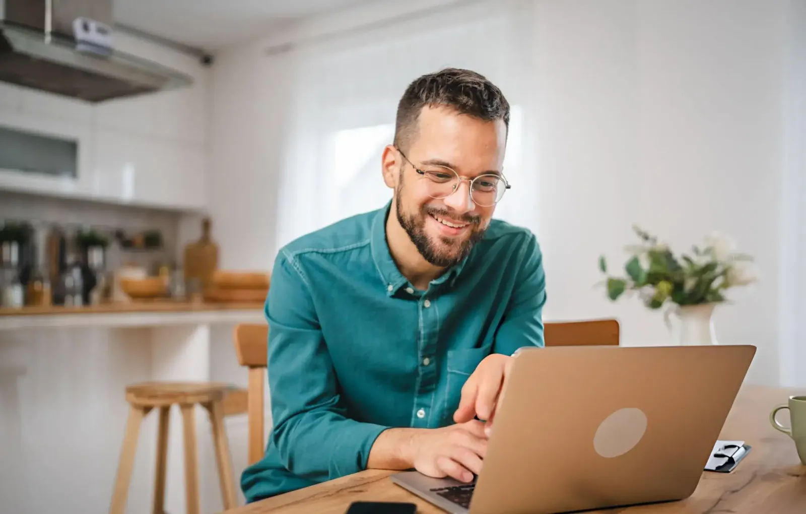Business owner working on his website