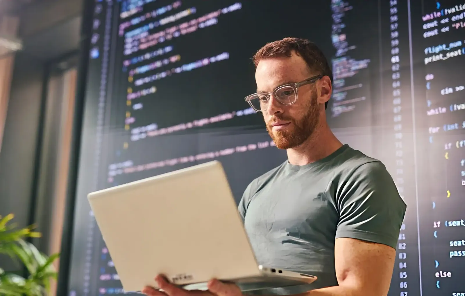 Developer working on a laptop