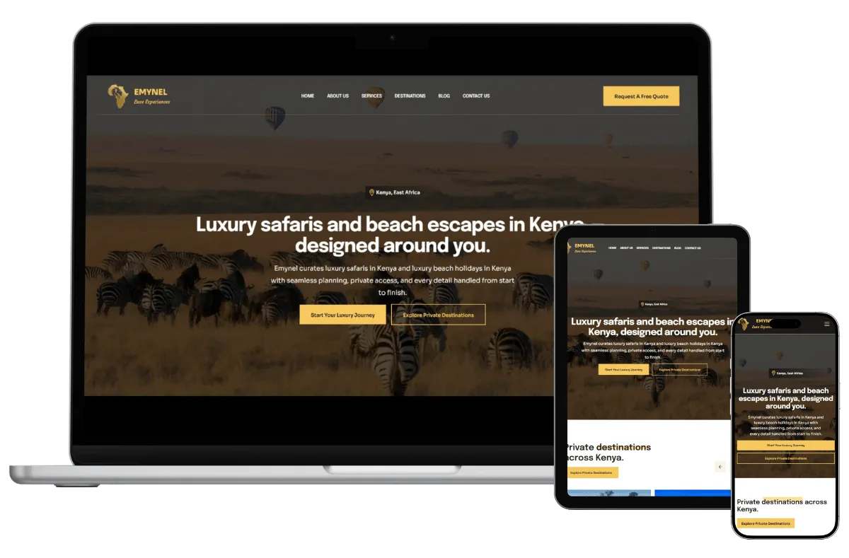 A responsive business website built by Kardik Digital, shown on laptop, tablet and phone
