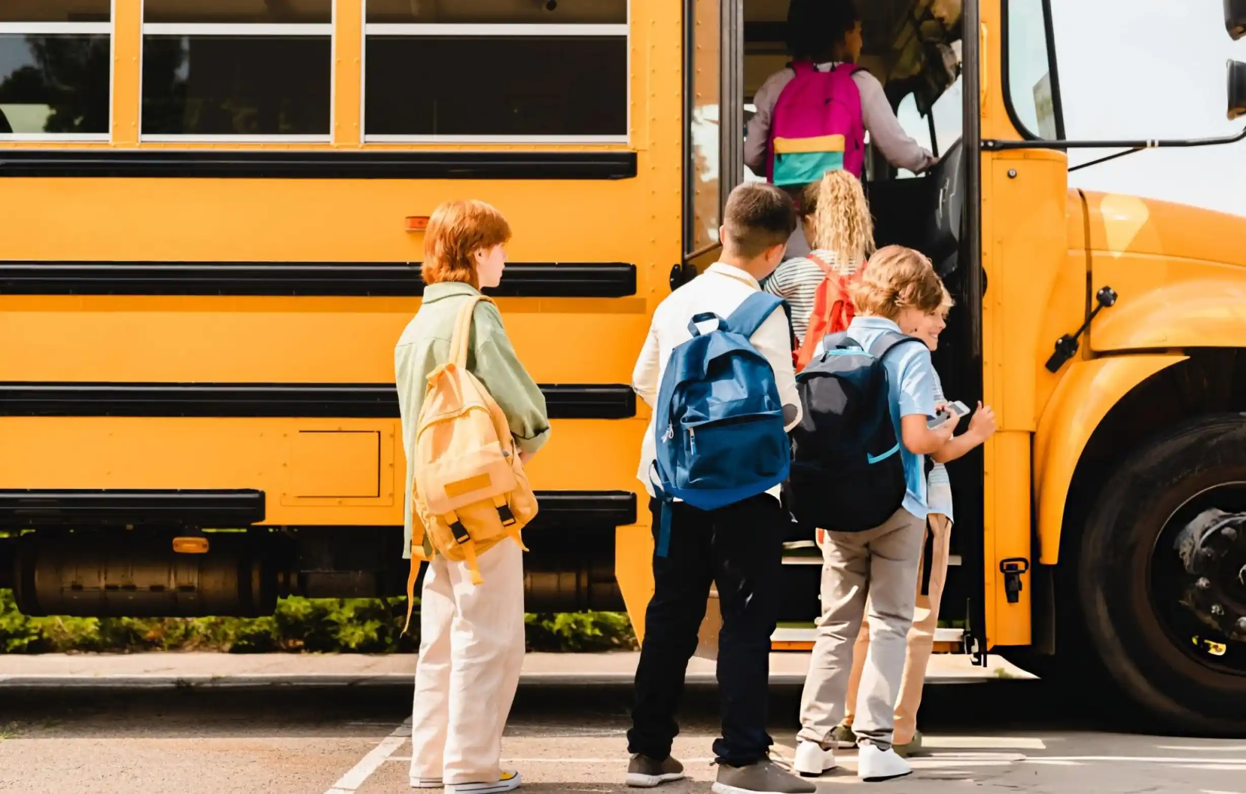 School  Children boarding a school bus