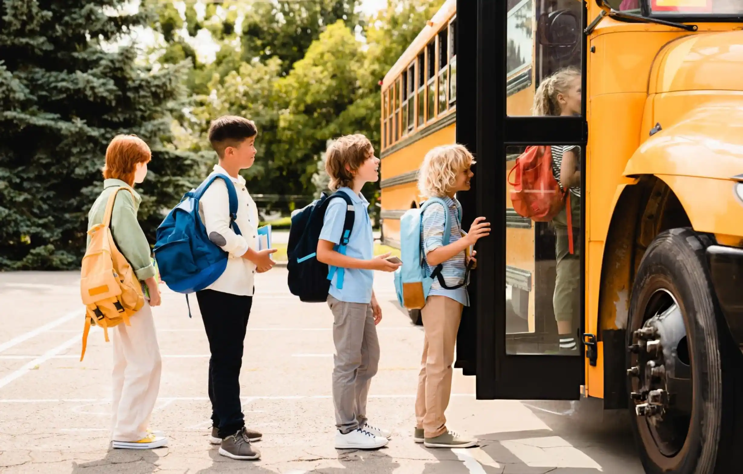 Students boarding a school bus for safe transportation
